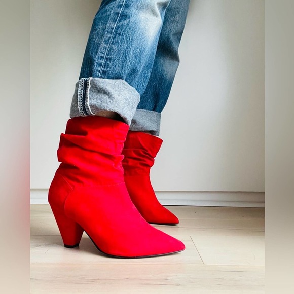 ASOS Shoes - ASOS Red Slouch Ankle Booties Low heel US Size 9 Bright Fun Party